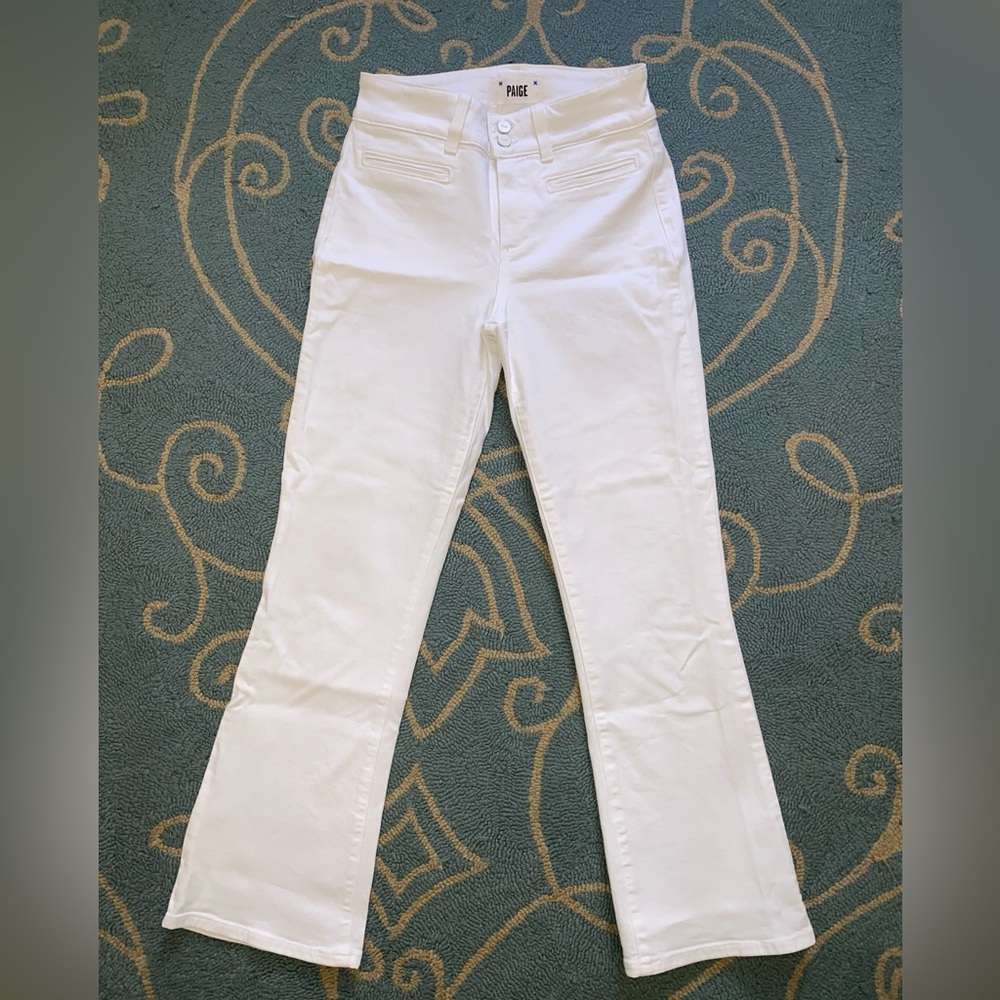 PAIGE Claudine Jeans Size 26- White High Rise Ankle Flare Stretch